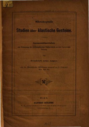 Mikroskopische Studien über Klastische Gesteine