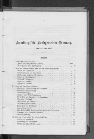 Hamburgische Landgemeinde-Ordnung. Vom 12. Juni 1871.