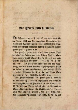 Die Pfarre zum h. Kreuz und die ehemalige Kanonie der Kreuzherren in Aachen