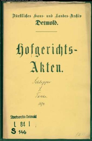 Schlepper, Balthasar, Vogt gegen Tasche zu Lückhausen und andere Schuldner - Schuldforderung