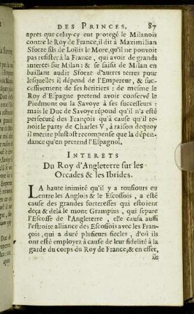 Interets Du Roy d'Angleterre sur [...]