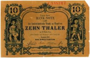 Geldschein, 10 Taler, 1861