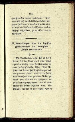 II. Bemerkungen über die logische Interpretation des Römischen Rechts insbesondere.