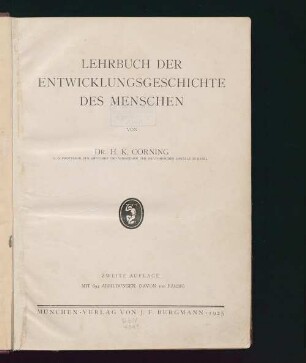 Lehrbuch der Entwicklungsgeschichte des Menschen
