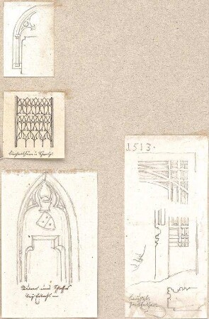 Hoffstadt, Friedrich; Kassette 3: Mappe IV, Portale (1197-1215) - u. a. Hauptkirche in Schortz u. Burg in Erbach (Details)