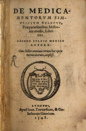 De medicamentorum simplicium delectu libri III