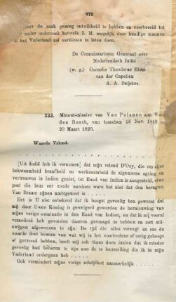 232. Minuut-missive van Van Polanen aan Van den Bosch, van tusschen 25 Nov. 1819 en 20 Maart 1820
