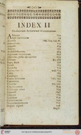 Index II: Vocabulorum barbarorum et exoticorum