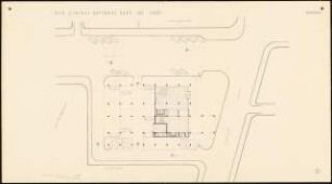 New Central National Bank of Iraq, Bagdad: Lageplan mit Grundriss Ground Floor, 1:200, (von Inv.nr. 39315)