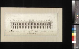 Aufriss der Seitenfassade des Hauptgebäudes und des Ostflügels, vom alten Schloss gesehen