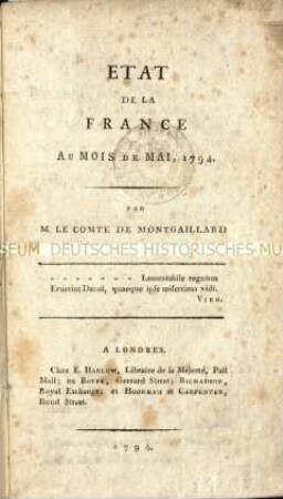 Bericht über den Zustand Frankreichs im Mai 1794