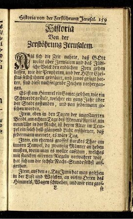 Historia Von der Zerstöhrung Jerusalem.
