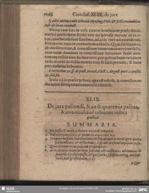 XLIX. De iure pascendi, & an & quatenus pascua, & arva inculta ad culturam reduci possint
