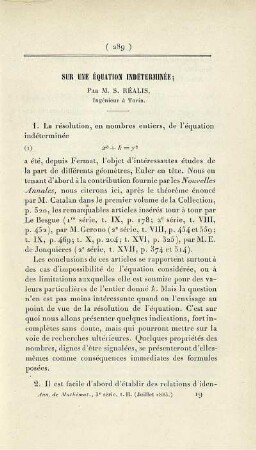 Sur une équation indéterminée.