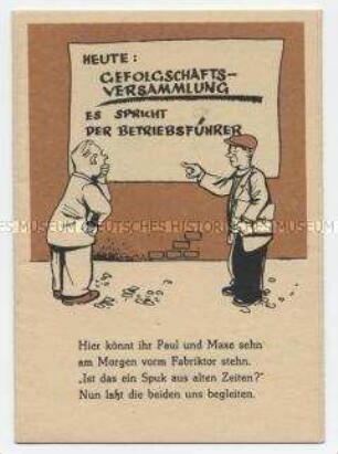 Illustrierter Propagandadruck der Nationalen Front zur Volkskammerwahl 1954 mit scharfer Polemik gegen Flick