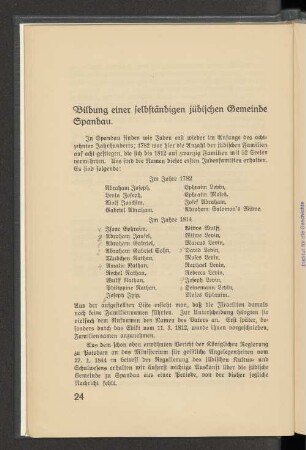 Bildung einer selbständigen jüdischen Gemeinde Spandau.