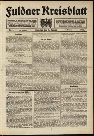 Ausgabe vom Dienstag, den 03. Januar 1911.