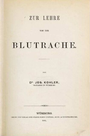 Zur Lehre von der Blutrache