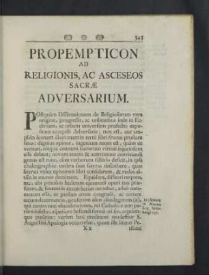 Propempticon ad religionis, ac asceseos sacrae adversarium.