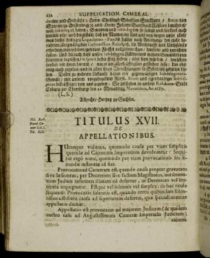 Titulus XVII. De Appellationibus.