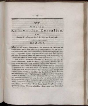 XXV. Ueber das Keimen der Cerealien.