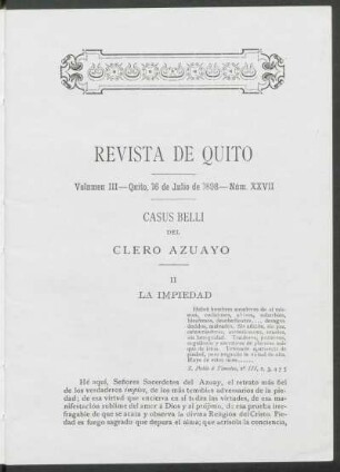 Núm. XXVII - Quito, 16 de Julio de 1898