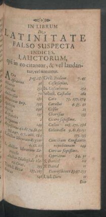 In Librum De Latinate Falso Suspecta Indices.