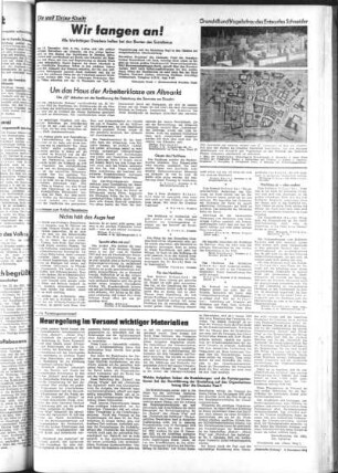 Sächsische Zeitung 7 (1952)... vom 6. Dezember. Seite ...: Themenseite "Du und Deine Stadt" (Dresden) mit einem Aufruf der Nationalen Front des Zentralkomitees der SED an Parteiorganisationen
