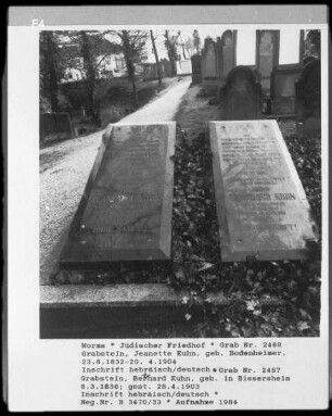 Grabstein von Jeanette Kuhn, geborene Bodenheimer (+ 1904.04.20)