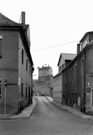 Großenhain, Dresdner Straße. Blick in die Frauengasse nach Ostsüdost