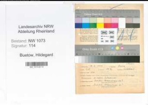 Entnazifizierung Hildegard Buetow , geb. 17.03.1907 (Angestellte)