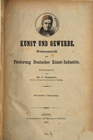 Kunst und Gewerbe : Zeitschrift zur Förderung deutscher Kunst-Industrie. 6. 1872