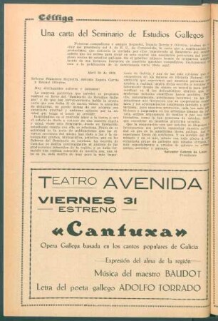 Una carta del Seminario de Estudios Gallegos