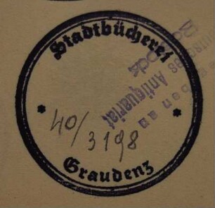 Stempel / Stadtbibliothek Graudenz [Stadtbücherei Graudenz]