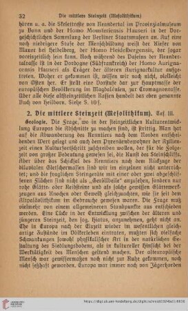 2. Die mittlere Steinzeit (Mesolithikum)