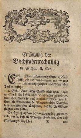 Anfangsgruende der Analysis endlicher Grössen