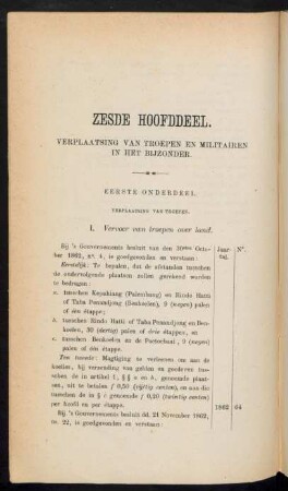 Zesde hoofddeel. Verplaatsing van troepen en militairen in het bijzonder