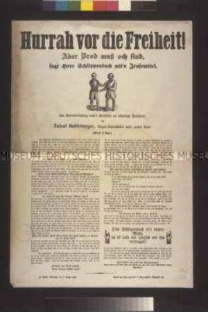 Satirisches Flugblatt: Hurrah vor die Freiheit (Aujust Buddelmeyer); undatiert