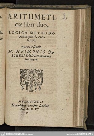 Arithmeticae libri duo, Logica Methodo conformati & conscripti