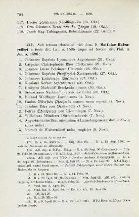 724-729, Matrikel 224, 1-58 (1595/96) und 225, 1-69 (1596)