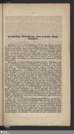 Freimüthige Beleuchtung einer örtlichen Angelegenheit