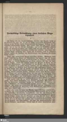 Freimüthige Beleuchtung einer örtlichen Angelegenheit