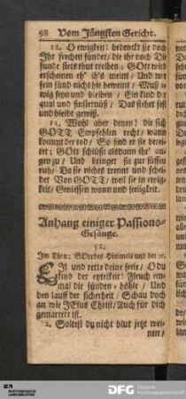 Anhang einiger Passions-Gesänge.