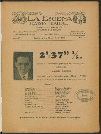 2'37" 1/5... : sainete de costumbres populares, en tres cuadros