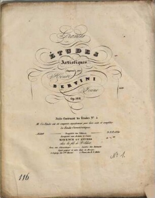 Grandes études artistiques : op. 122, 1. No. 1 à 6