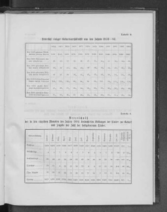 Tabelle 3. Verzeichniß einiger Geburtsverhältnisse aus den Jahren 1873-84.