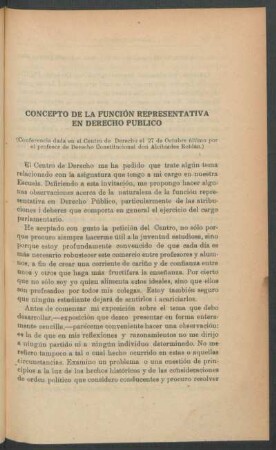 Concepto de la función representativa en derecho publico
