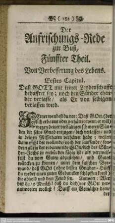 Der Anfrischungs-Rede zur Buß, Fünffter Theil. Von Verbesserung des Lebens