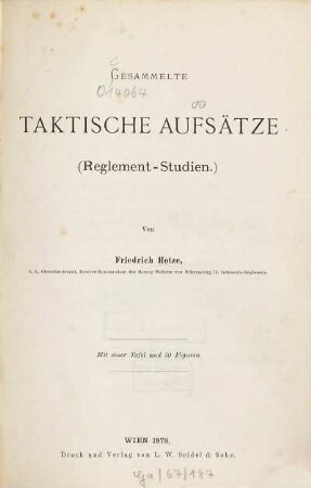 Gesammelte taktische Aufsätze :  Mit 1 Taf. u. 50. Fig.
