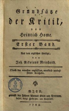 Grundsätze der Kritik, 1
